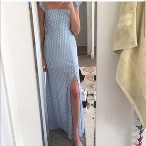 Sage the Label blue and white polka dot maxi dress
